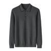Lã Penteada 16 Fios Levantamento Duplo Concha Espessada Fivela Camiseta de Lã Lapela Elegante Casual Macio Cera Ajuste Masculino Suéter Inverno