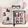 A5 Saco com Zíper Gato Pérola Caderno PVC 6 Furos Pasta Álbum de Fotos Armazenamento Estudante Estilo Ins Coreano Álbum de Nail Art