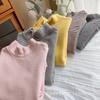 Camiseta Base Rayada a Juego para Padres e Hijos, Otoño/Invierno 2025, Algodón Puro Cepillado por Ambos Lados, Cuello Medio, Cuello Alto Medio, Camiseta Cálida y Gruesa