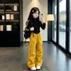Conjunto Elegante de Pantalones de Trabajo para Niñas - Novedad de Otoño Ropa para Niños Atuendo Fresco Estilo Coreano de Dos Piezas Ropa para Niñas Pequeñas