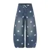Moda 2026 Tendencia Estampado de Lunares Bordado de Letras Denim Desgastado Pantalones Casuales Curvos Venta al por Mayor Directo de Fábrica 55