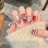 [Danza del León Rojo Yihe] Ropa de Año Nuevo Lindo Dibujo Animado Guofeng Arte de Uñas Blanco Uñas Postizas Acabadas a Mano