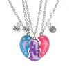 Collar Magnético para Niños Set de Tres Piezas Amor Mejor Amigo Bff Joyería de Aleación Collar de Dibujos Animados Colgante para Niñas