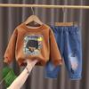 Roupas de Outono para Meninos 2025 Novo Macacão de Bebê Moda Infantil Moletom de Manga Longa para Bebê Conjunto de Duas Peças Roupas Infantis Tendência Transfronteiriça