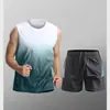 Conjunto Esportivo Masculino Secagem Rápida Seda Gelo Regata Shorts Corrida Verão Treino Fitness Roupa de Bola Comércio Exterior Transfronteiriço Atacado