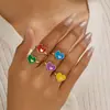 Anillo de Corazón con Goteo de Aceite Multicolor Dopamina Mariposa Set de Anillos Ajustable de Extremo Abierto Estilo Dulce Ins Anillo para Nudillos de Mujer