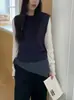 Chaleco de punto para mujer, informal, retro, apilable, para uso exterior, mujer, primavera temprana 2026, nuevo top suéter de cuello redondo