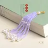 Colgantes de Borlas DIY con Cuentas de Vidrio Estilo Antiguo para Accesorios Hanfu, Pasadores de Abanico de Ratán Hechos a Mano, Adornos