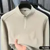 Sudadera de cachemira de alta gama para hombre, con media cremallera y cuello alto, manga larga, estilo primavera y otoño, camiseta interior básica, venta al por mayor de ropa para hombre