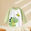 Ropa interior para bebé algodón puro capa base infantil top para bebé prenda de una pieza uso primavera y otoño camiseta de manga larga para niñas pijama para niños