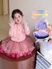 Conjunto de Roupa de Outono para Meninas 2025 Novo Estilo Primavera e Outono Infantil Estilo Academia My Melody Conjunto de Duas Peças Saia Tutu