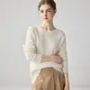 Suéter de caxemira casual para outono e inverno para mulheres, gola redonda, jacquard vazado, padrão tridimensional, manga longa, malha, solto e quente
