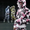Sudadera con capucha de dos piezas con estampado de camuflaje de dopamina transfronteriza de Amazon, cárdigan sudadera retro de otoño/invierno