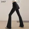 Conjunto de yoga falso de duas peças com cordão lateral ajustável, mangas curtas vazadas, calça saia flare de cintura alta, roupa fitness anti-exposição