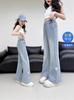 Jeans de Tencel para Meninas de Verão Crianças Novo Material Fino Elástico Calças Externas para Crianças de Meia-Idade Calças Flare de Verão Largas