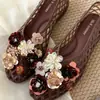 Diademas de flor de cuentas artificiales de alta gama, nuevo estilo para verano, zapatos con cristales, zapatos de gelatina, zapatos perforados estilo coreano, zapatos de vestir