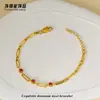 Pulseira Estrelada Colorida de Aço Inoxidável com Granate e Zircônia Titânio Aço 18K Não Desbota Joias para Mulheres Luxo Leve Nicho