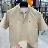 Camisa masculina casual de verão manga curta bordada em algodão alto padrão moda masculina gola lapela camisa masculina atacado