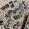 Caja Mágica Ovalada de Concha Negra Natural con Zorro Incrustado Pulsera Accesorios DIY Agujero Pasante Accesorios Semi-terminados Joyería al por Mayor