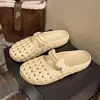 Pantuflas cerradas caladas para mujer, estilo casual de uso diario, con adornos de moño, pantuflas de slip-on de suela suave, ribete de encaje, venta al por mayor