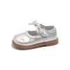 Zapatos de Cuero para Niños Zapatos para Niñas Estilo Nuevo Primavera y Otoño Zapatos Individuales con Lazo de Perlas Bordados Zapatos de Presentación para Niños Pequeños