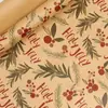 Papel de Regalo Navideño Tamaño Grande Ecológico Papel Kraft Amarillo Papel de Regalo Navideño Cuadros Rojos Cabeza de Reno Patrón de Copo de Nieve