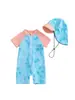 0-6,6-12M,12-18M,18-24M,2-3A traje de baño infantil de tres piezas con gorro dividido