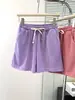 Shorts Deportivos Casuales de Color Sólido Elásticos de Cintura Alta con Cordón Estilo Americano para Mujer, Pantalones Versátiles de Pierna Ancha Sueltos Estilo Coreano de Verano