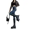 Jeans con Forro de Polar para Mujer Sueltos Cintura Alta Corte Ajustado 2024 Nuevo Llegado Invierno Engrosados Versátiles Rectos Elásticos Lápiz