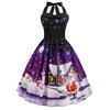 X Navidad retro ropa de mujer comercio exterior transfronterizo Amazon cuello sexy sin mangas estampado vestido de falda amplia