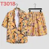 Camisa Hawaiana para Hombre de Manga Corta Traje Caliente Transfronterizo Impresión 3D Patrón Colorido Casual Deportivo Conjunto de Dos Piezas
