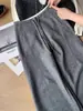 ¡Altamente Recomendado! Pantalones de Lana Grises con Caída de Pierna Ancha para Mujer, Nueva Moda Otoñal de Cintura Estrecha con Cordón, Pantalones Scimitar