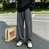 Calças casuais esportivas de chenille pesado com espinha de peixe de algodão europeu e pernas curvas estilo americano para homens, outono e inverno, com bom caimento.