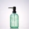 Botella de Lavado de Manos de Rayas Verticales de Alta Calidad, Vidrio Espeso, Botella Dispensadora Multifuncional para Loción y Gel de Ducha, Botella de Vidrio Resistente a la Humedad y al Calor