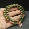 Pulseira Dupla de Sandália Verde 8mm com Pingente de Borboleta Simples para Mulheres Contas de Oração Contas Budistas Acessórios de Joias