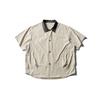 Camisa Skrsanyu Trendyy Retro Gola Contrastante Cor Pura Solta Verão Fresca Masculina Manga Curta Sc1009
