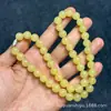 Pulsera de Abalorios Estilo Vintage de Corte Recto Alternativa al Jade Hetian Amarillo, Pulsera de Abalorios Redondos tipo Jade de Cuarzo Color Miel, Suministro al por Mayor