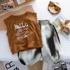 Traje de Verano para Niños de Dos Piezas: Camiseta sin Mangas de Seda de Hielo y Pantalones Cortos Frescos Bloomers - Traje para Niños Extranjeros de Edad Media y Pequeña