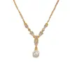 Moda de Nicho Diseño Versátil Zircón Gota de Agua Collar de Perlas Exquisito Lujo Ligero Simple Súper Brillante Cadena para Clavícula Venta al por Mayor