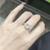 Anillo de Huevo de Paloma de Calcedonia Blanca Hielo Natural con Zircón Diseño Nicho Lujo Ligero Elegante Anillo de Dedo Estilo Chino Nuevo