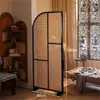Biombo retro de mediados de siglo de madera maciza y ratán para recibidor, sala de estar, dormitorio y cama, bloqueando la vista desde la puerta principal, estilo japonés, móvil
