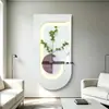 Pintura decorativa de entrada para plantas verdes hidropônicas estilo creme, arte de parede tridimensional em arenito para corredor, pintura de iluminação de alto padrão para sala de estar
