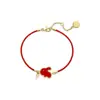 Collar del Año Zodiacal Cuerda Roja Joyería de Buena Suerte Lujo Accesible Diseño de Nicho Ágata Roja Flor Rica Cadena Rica para la Clavícula
