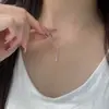 Collar de Plata de Ley S925 Gota de Agua Transparente, Elegante y Sofisticado, Sencillo y Elegante, Cadena para Clavícula de una Dama con Clase, Regalo para Mujeres