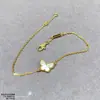 Temperamento Luz de Luxo Nicho V Dourado Trevo de Quatro Folhas Madrepérola Borboleta Clavícula Dia dos Namorados Melhor Amiga Presente Colar Pingente Feminino