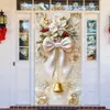 Decoração de Porta Janela de Natal Tecido de Fundo Laço Sino Tema Boneco de Neve Fundo para Fotos Fonte de Fábrica Transfronteiriça