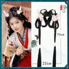 Peruca hanfu estilo antigo coque de traje antigo peruca de peça única estilo preguiçoso bolsa para peruca faixa de cabeça bola de pelo diária outono e inverno conjunto completo