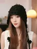 Gorro de Punto Rojo con Borla Floral para Viajes en el Oeste de Sichuan para Mujer, Gorro de Lana de Estilo Étnico Hueco para Otoño e Invierno con Protección para los Oídos, Gorro de Tejer