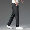 Jeans de Seda Tencel para Hombre para Primavera y Verano, Corte Holgado, Pierna Recta, Pantalones Casuales Finos de Seda Helada para Hombre