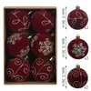 Ventas Directas de Fábrica Transfronterizo Amazon Bolas de Navidad Afelpadas Pintadas 6cm Set de 6 Piezas Adornos de Bolas de Navidad Decoraciones de Terciopelo